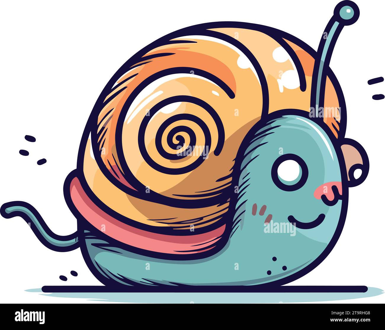 Cute cartoon snail character. Vector illustration of a funny snail