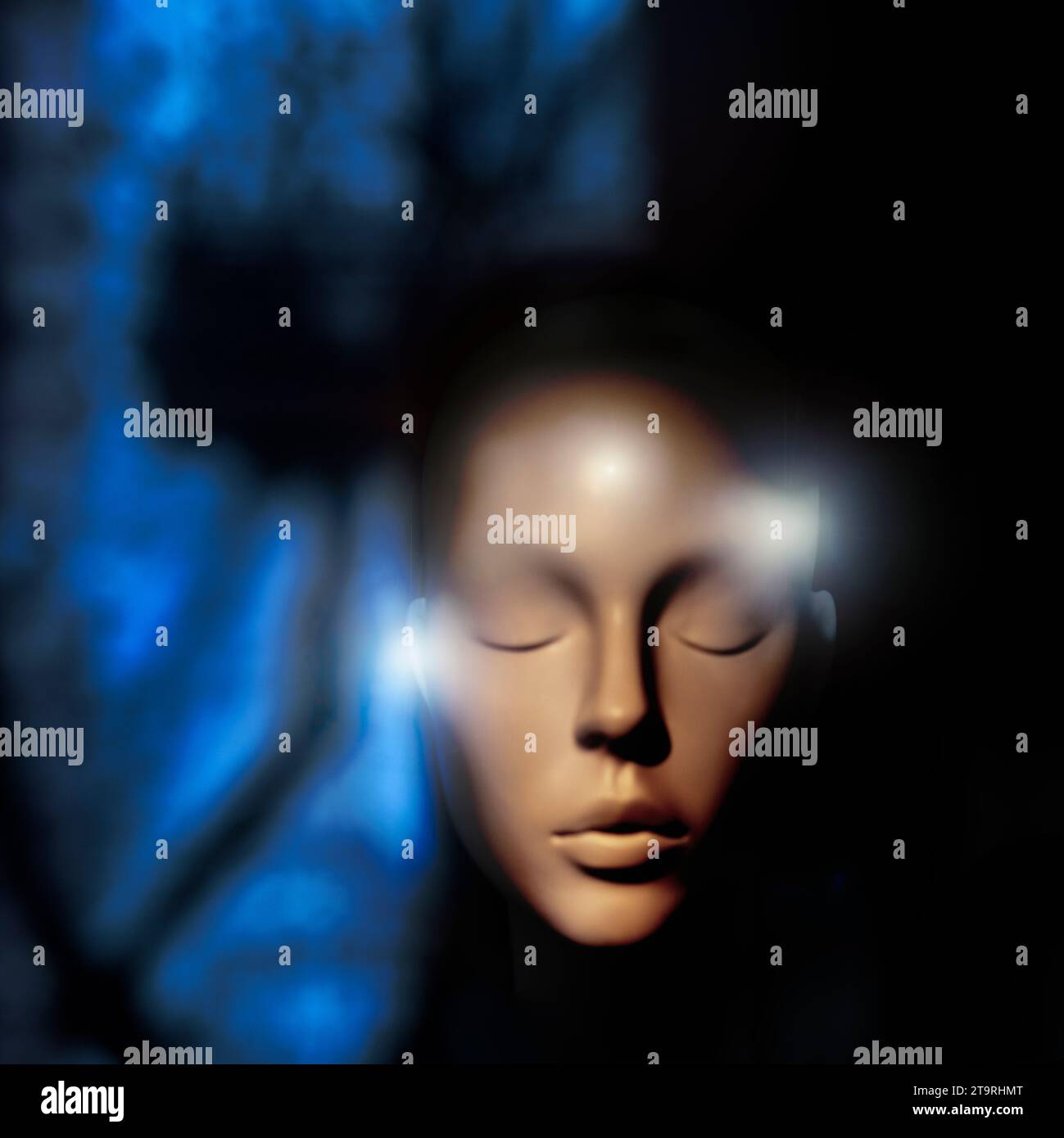 Shallow focus against mannequin head. Conceptual image meaning brain