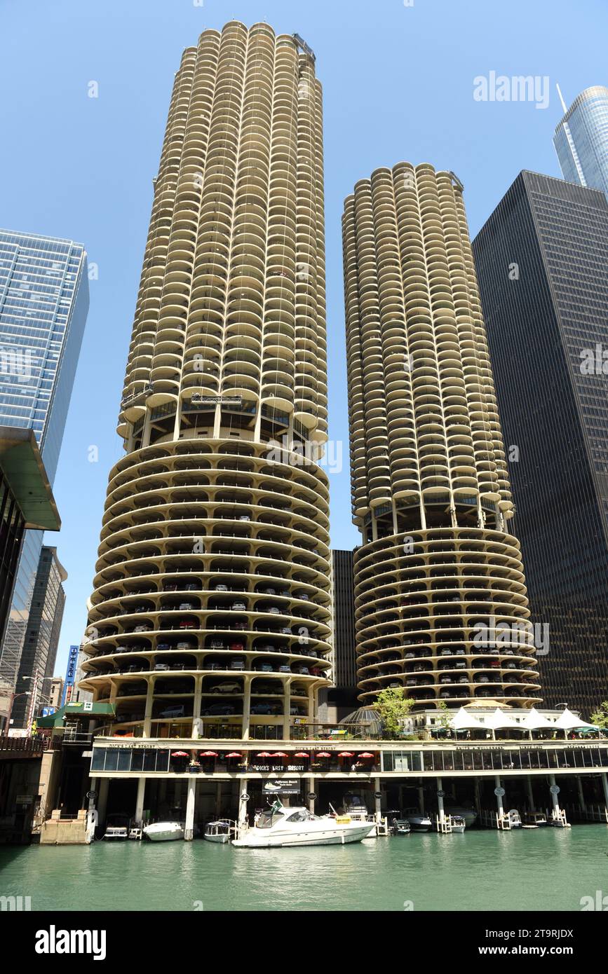 Chicago, USA - June, 2018: Marina City Goldberg skyscrapers in Chicago. Stock Photo