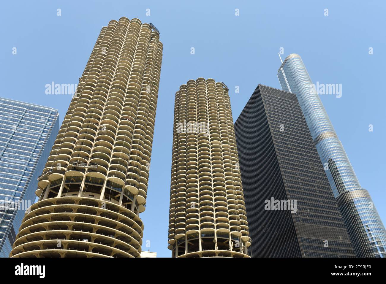 Chicago, USA - June, 2018: Skyscrapers of Chicago. Marina City Goldberg skyscrapers in Chicago. Stock Photo