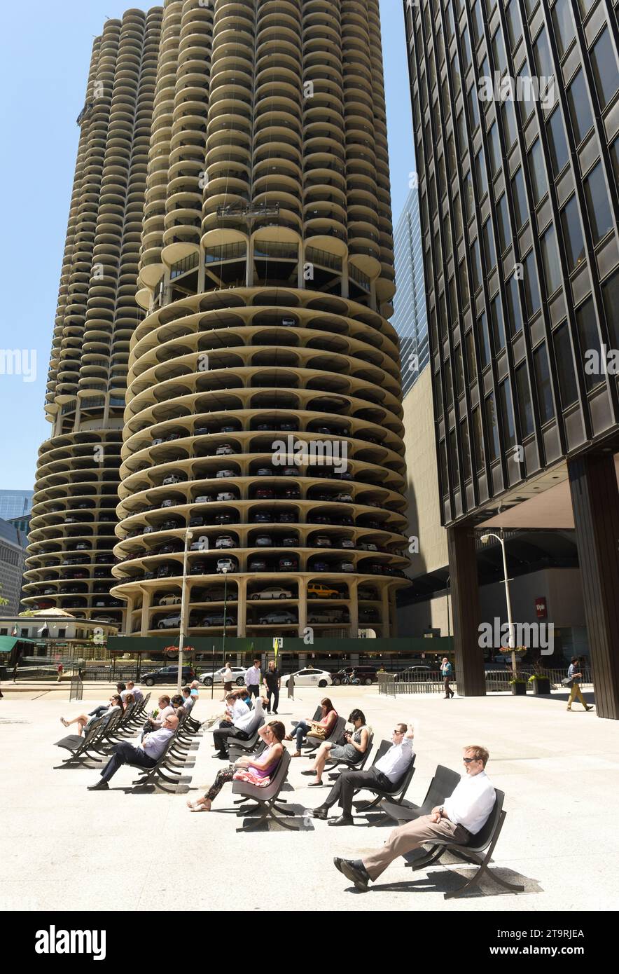 Chicago, USA - June, 2018: Marina City Goldberg skyscrapers in Chicago. Stock Photo