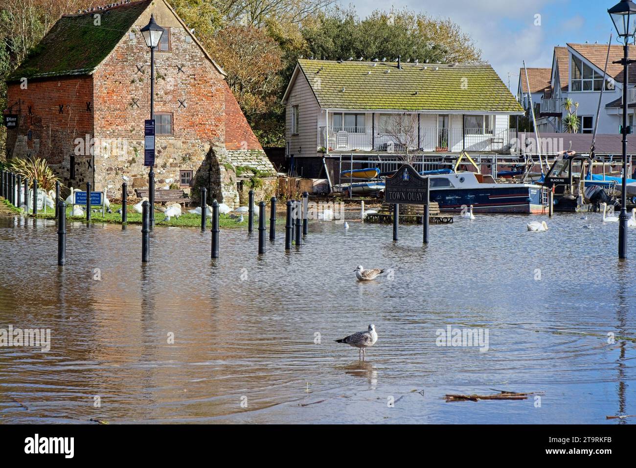 Flooding due to storm Ciaran at Christchurch Dorset UK Stock Photo