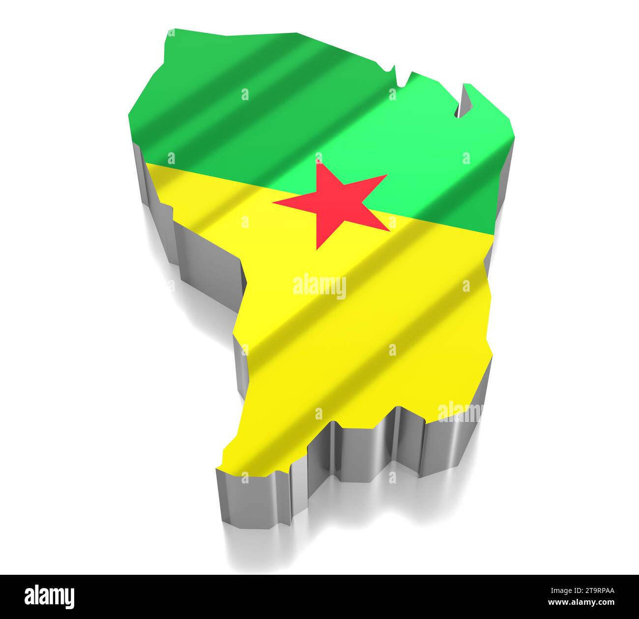 French Guyana - country borders and flag - 3D illustration Stock Photo ...