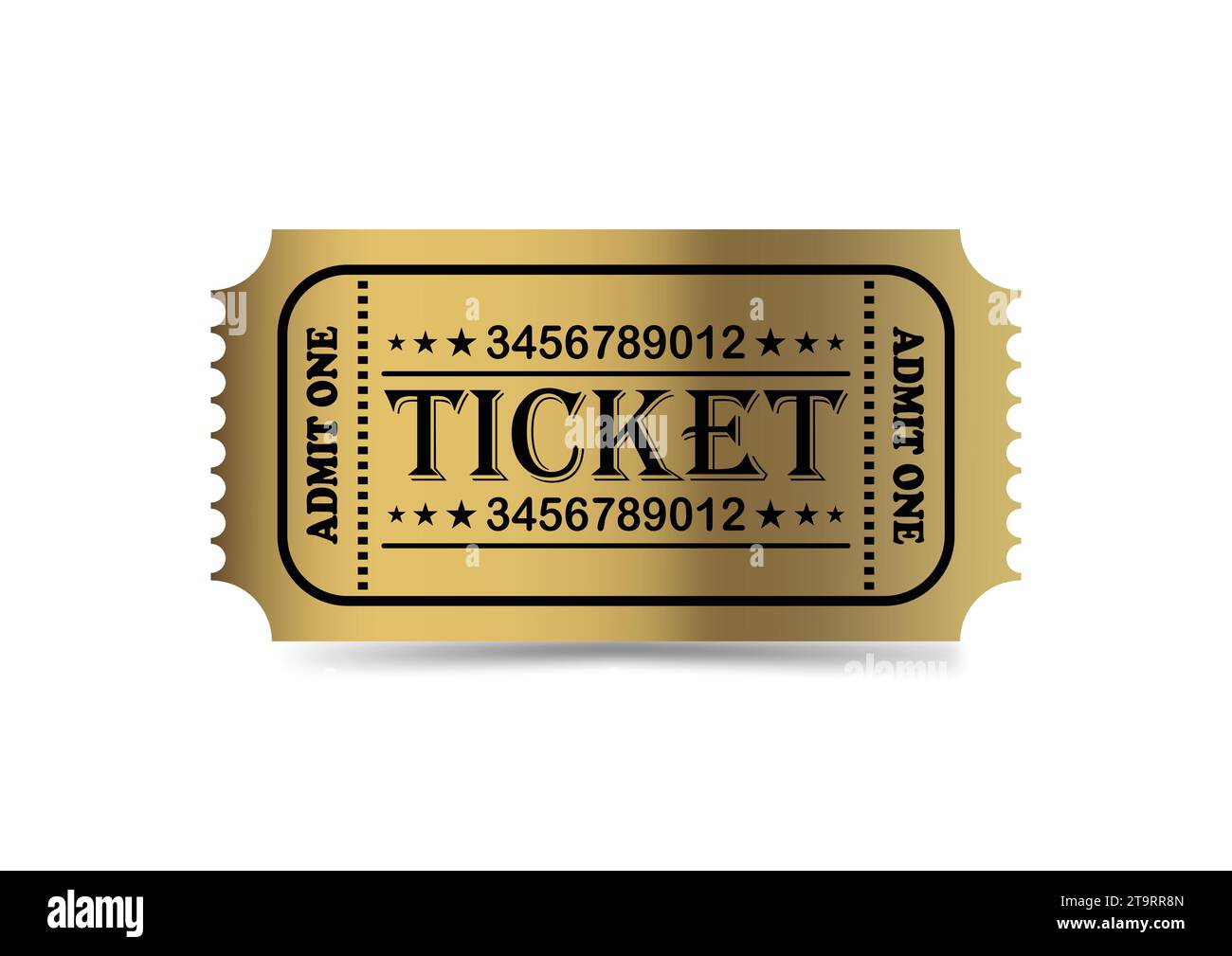 Admit One ticket with stars and the inscription. Realistic vector illustration. Stock Vector
