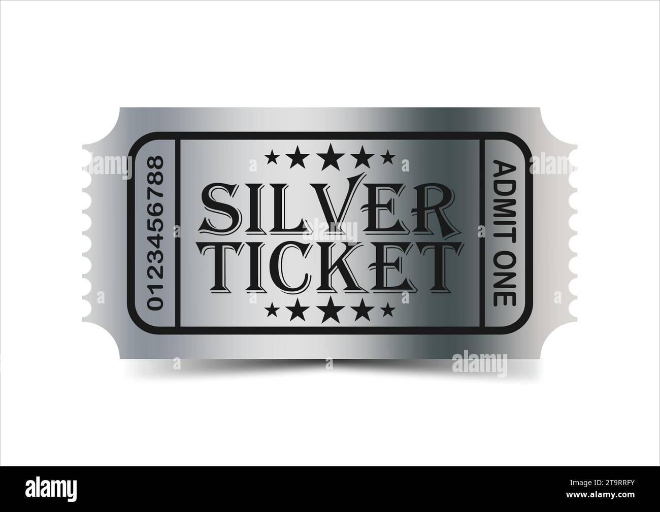 Silver ticket with stars and the inscription "Admit one. Realistic