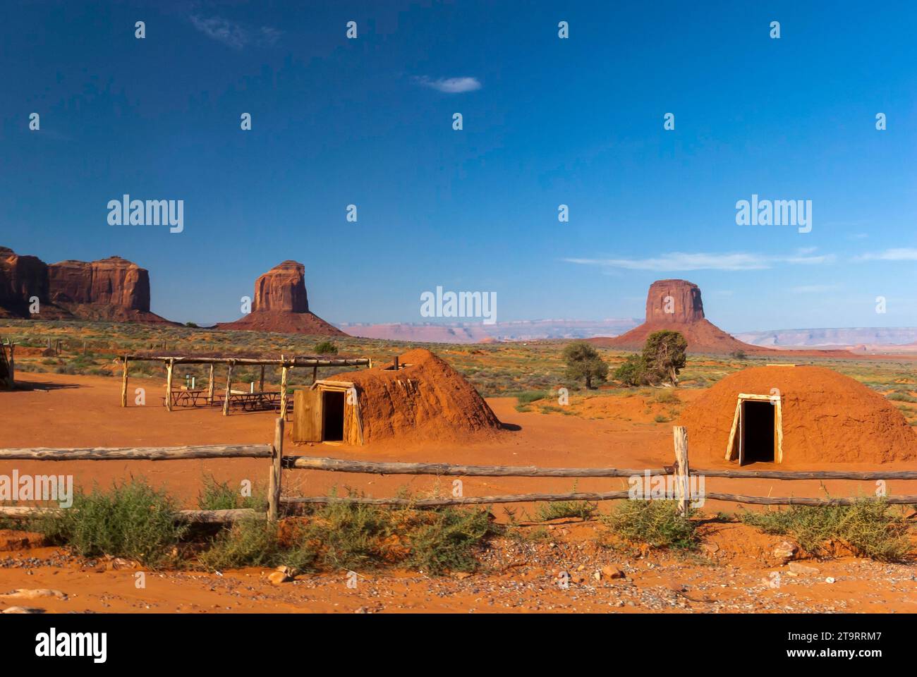 Navajo hogan, accommodation, living, Indians, Indians in Monument Valley, USA Stock Photo