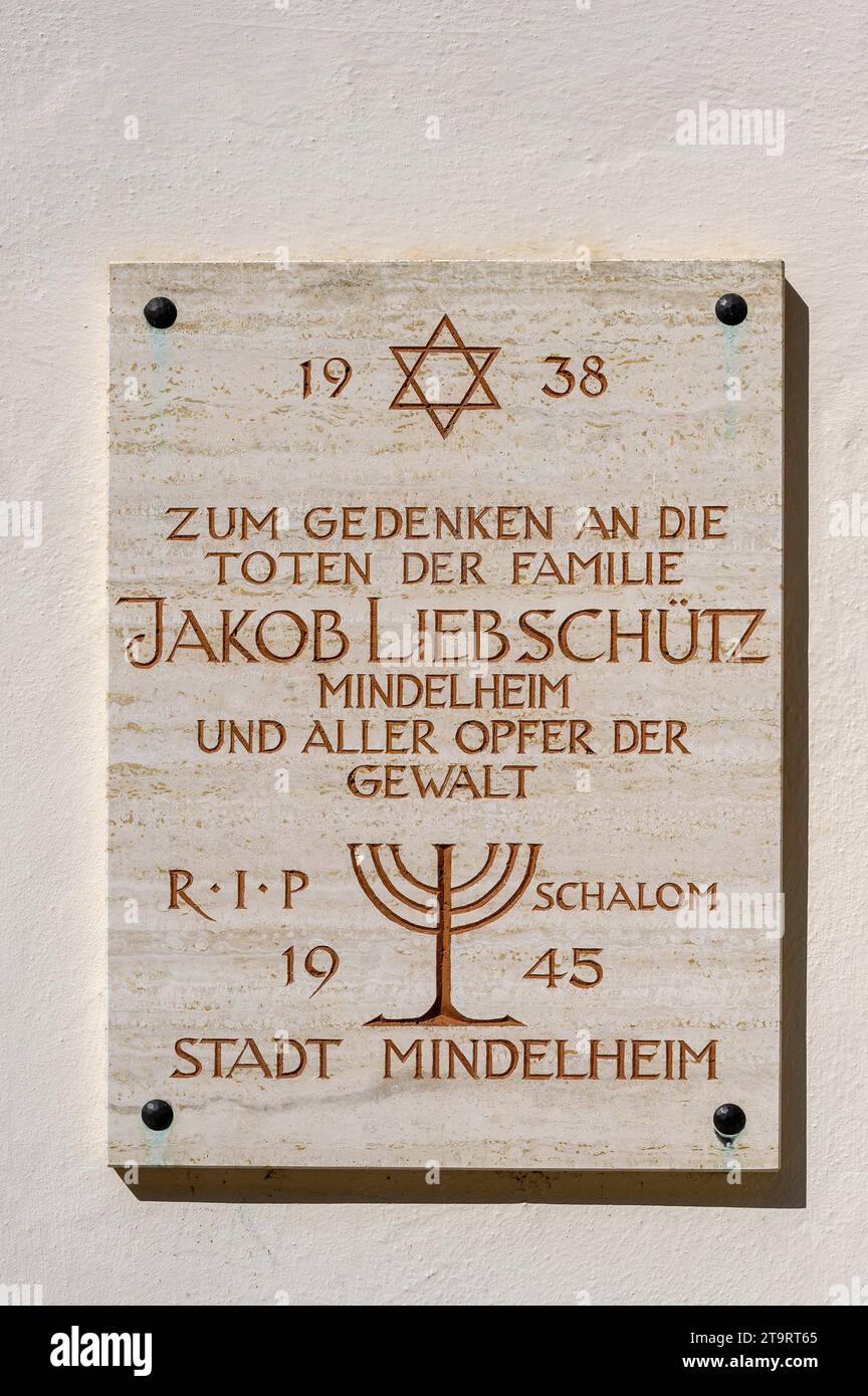 Memorial plaque to Nazi victims and all victims of violence, Mindelheim, Bavaria, Germany Stock Photo