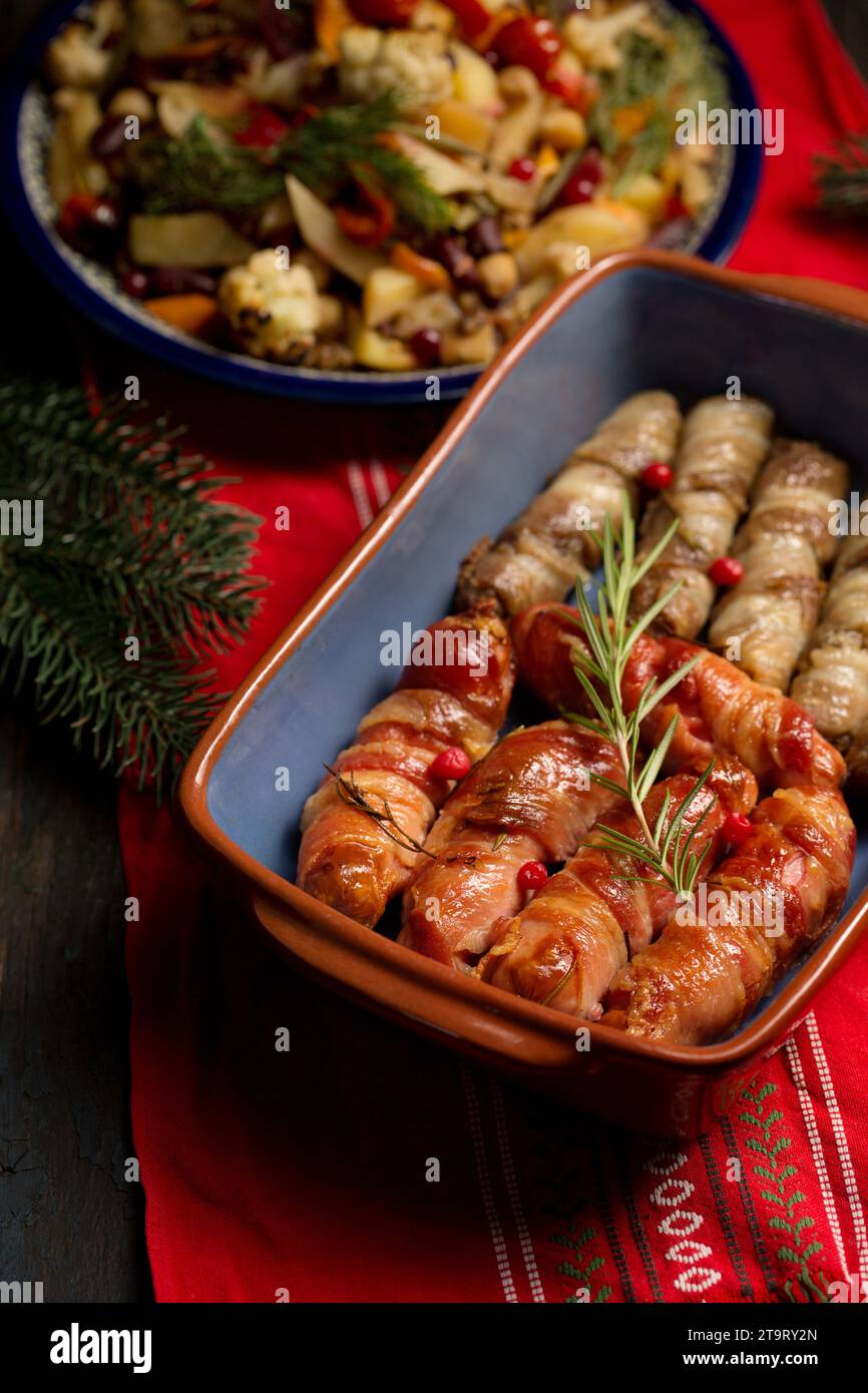 Traditional Christmas Dish Pigs In A Blanket Sausages Wrapped In traditional-christmas-dish-pigs-in-a-blanket-sausages-wrapped-in