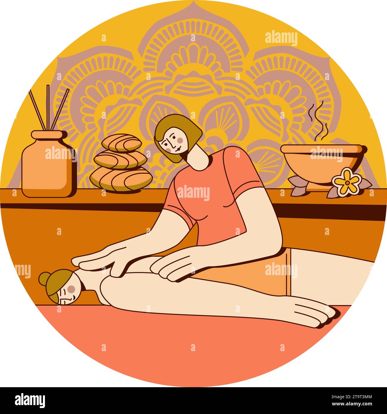 Traditional wellness back and neck massage with professional massage