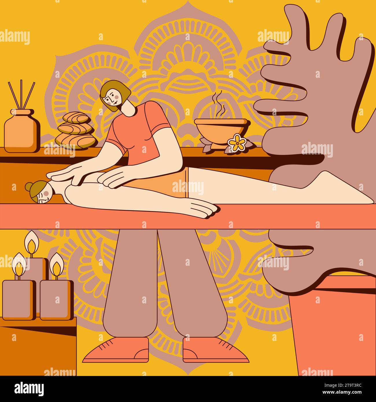 Traditional wellness back and neck massage with professional massage