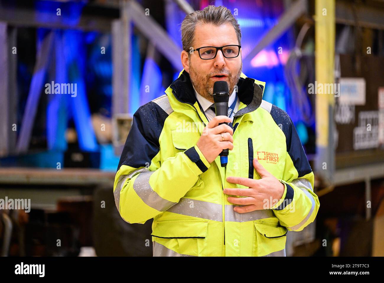 Brussels, Belgium. 27th Nov, 2023. Infrabel CEO Benoit Gilson pictured ...