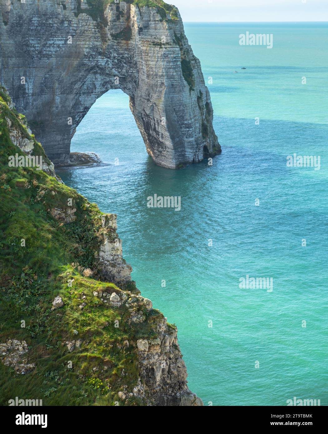 overlook the Elephant like white sea cliff with sapphire blue sea in ...