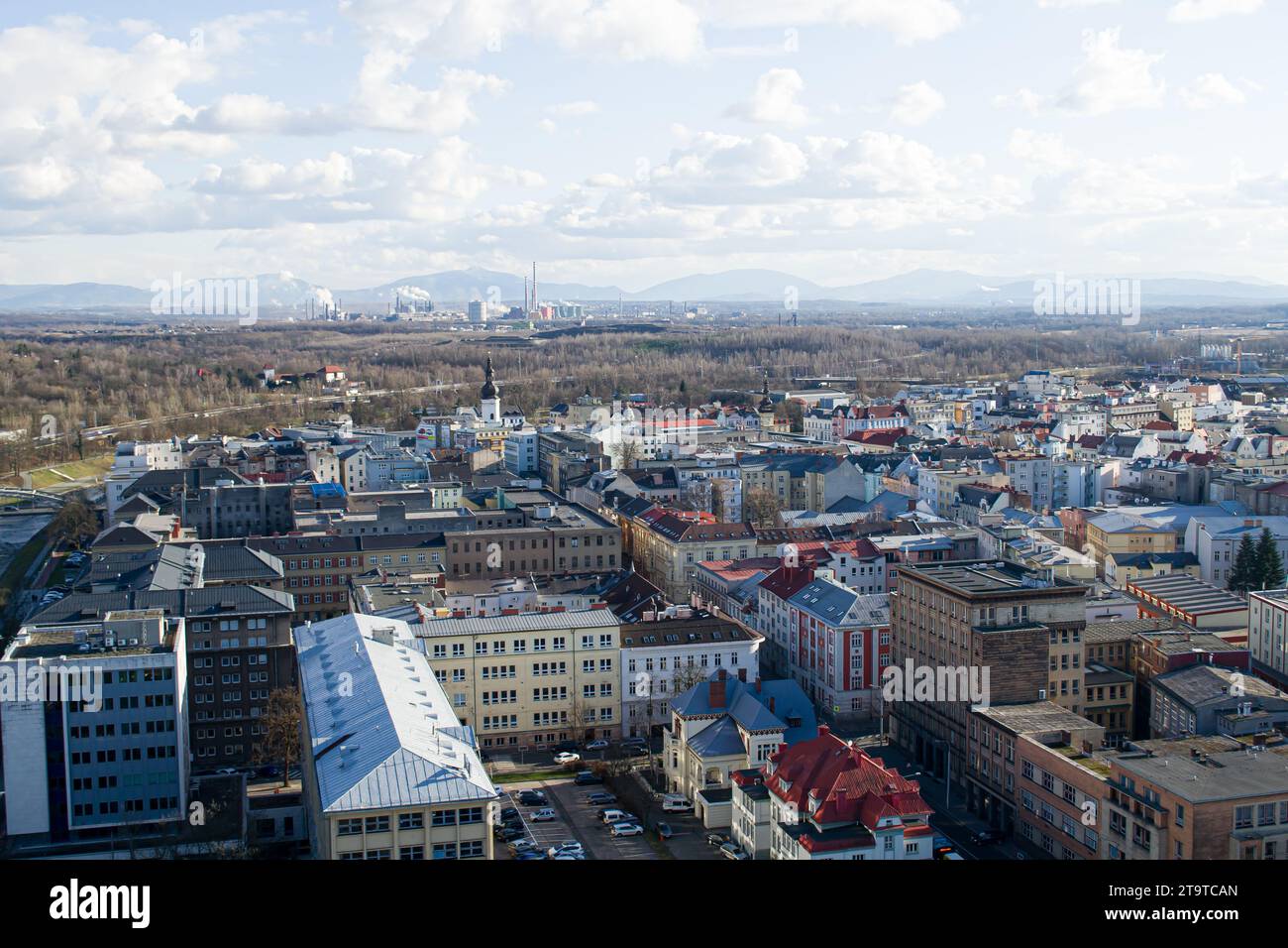 Ostrava city, view from the city hall tower Stock Photo
