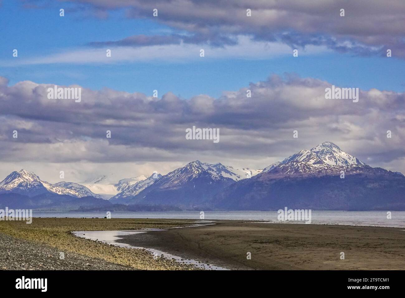 The tidal zone along Beach at low tide with the Kachemak