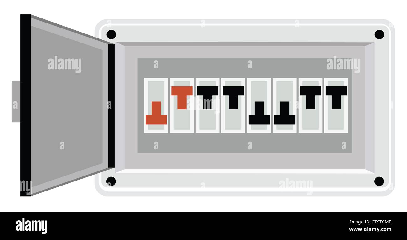 Fuse board box icon. Electrical power switch panel sign. Electricity