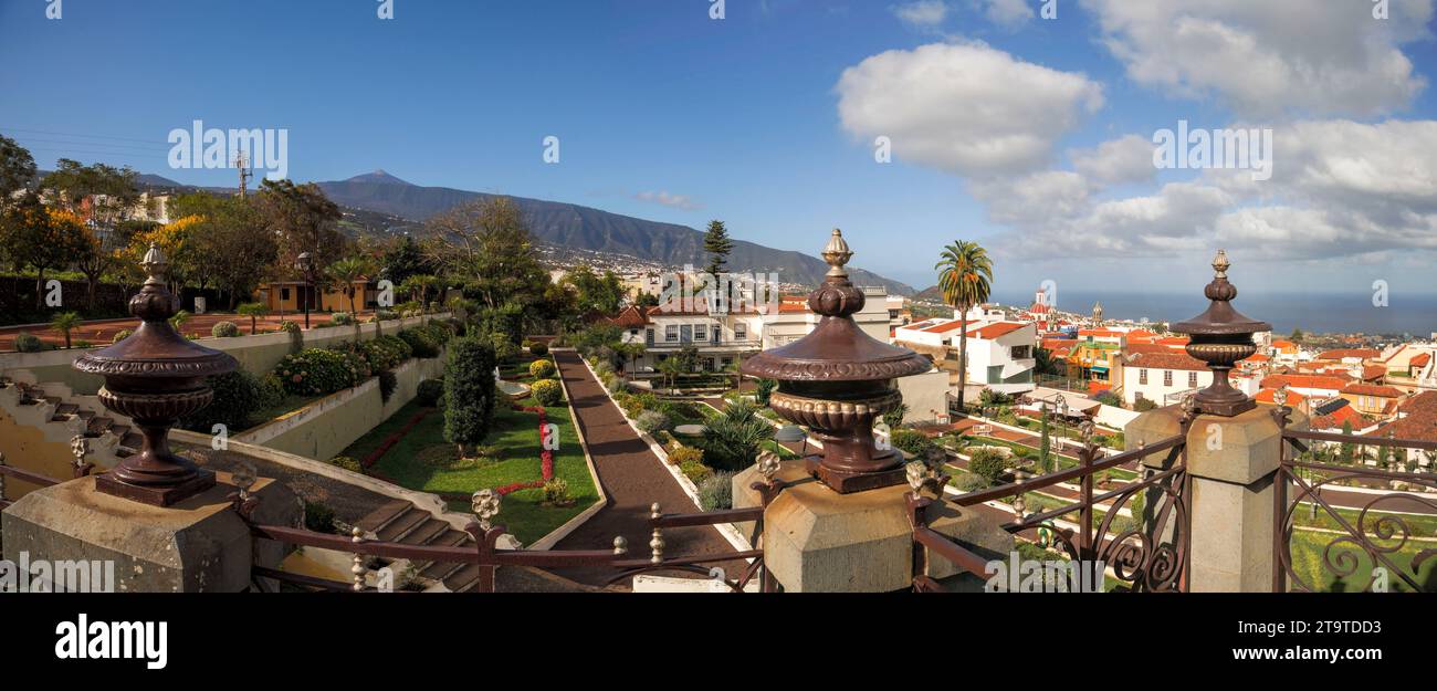 Panoramic garden portrait of the stunning Jardines del Marquesado de la Quinta Roja. La Orotava