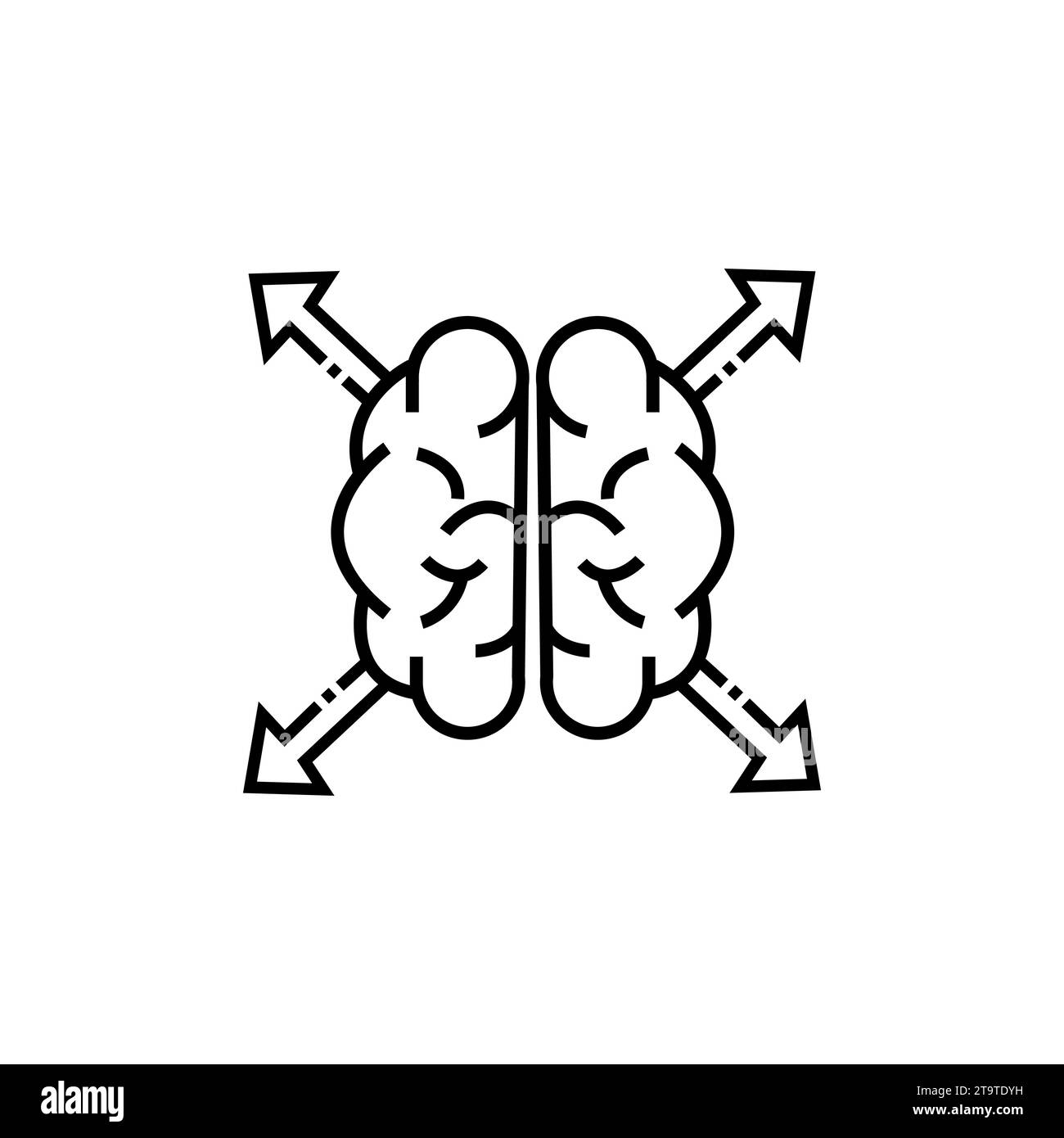 brain with expanding arrow icon vector Stock Vector