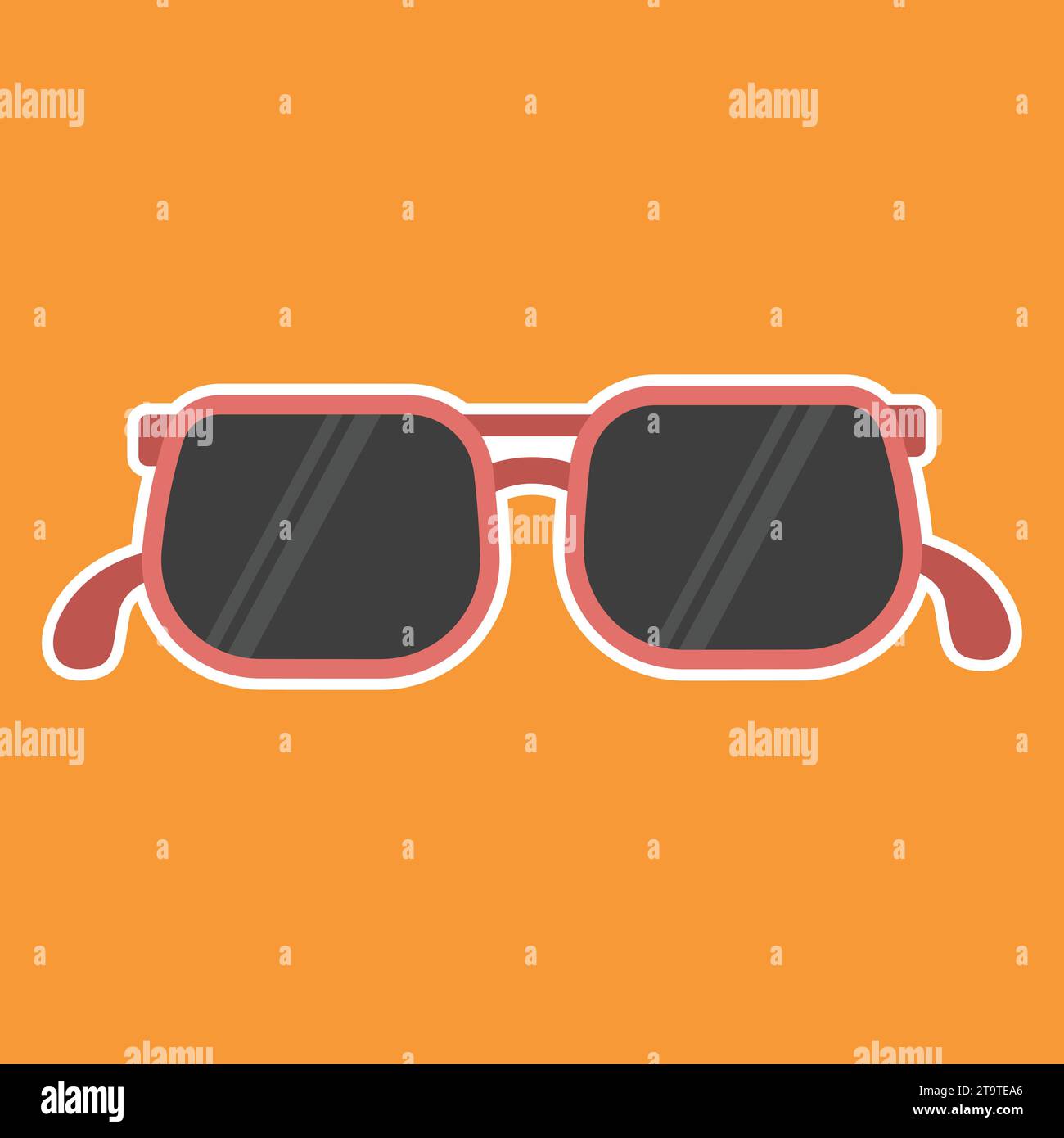 Sunglasses icon in flat style on orange background. Vector illustration