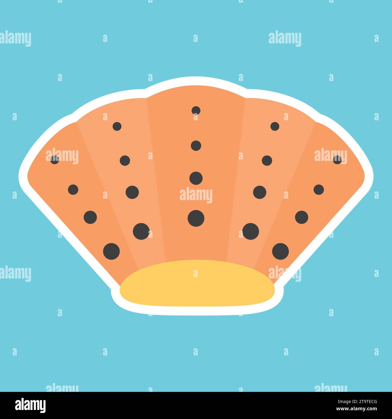 Seashell flat icon on blue background  vector illustration for summer design element Stock Vector