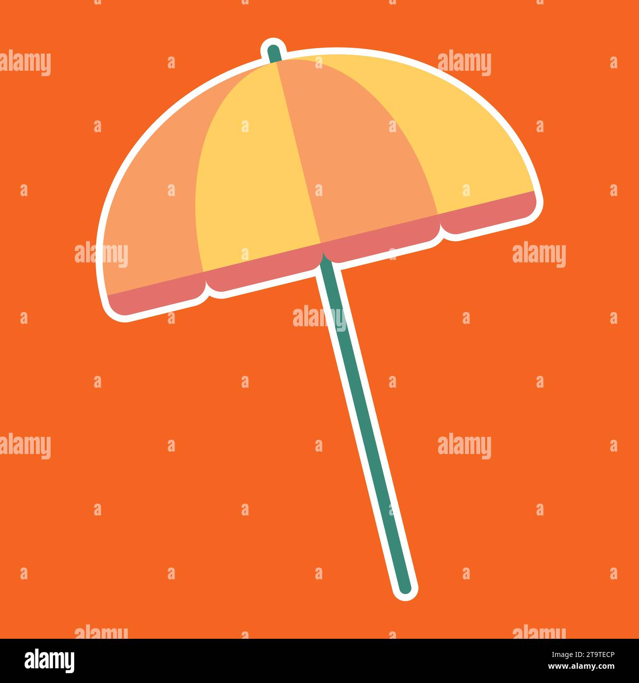 Beach umbrella icon on orange background. Flat style. Vector illustration. Stock Vector