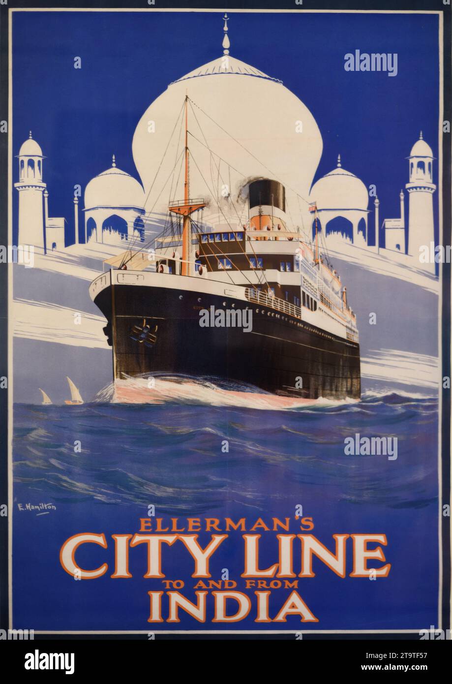 Vintage Advert, Advertisement, Publicity or Poster for Ellerman's City Line Passenger Ships to India c1910 Stock Photo