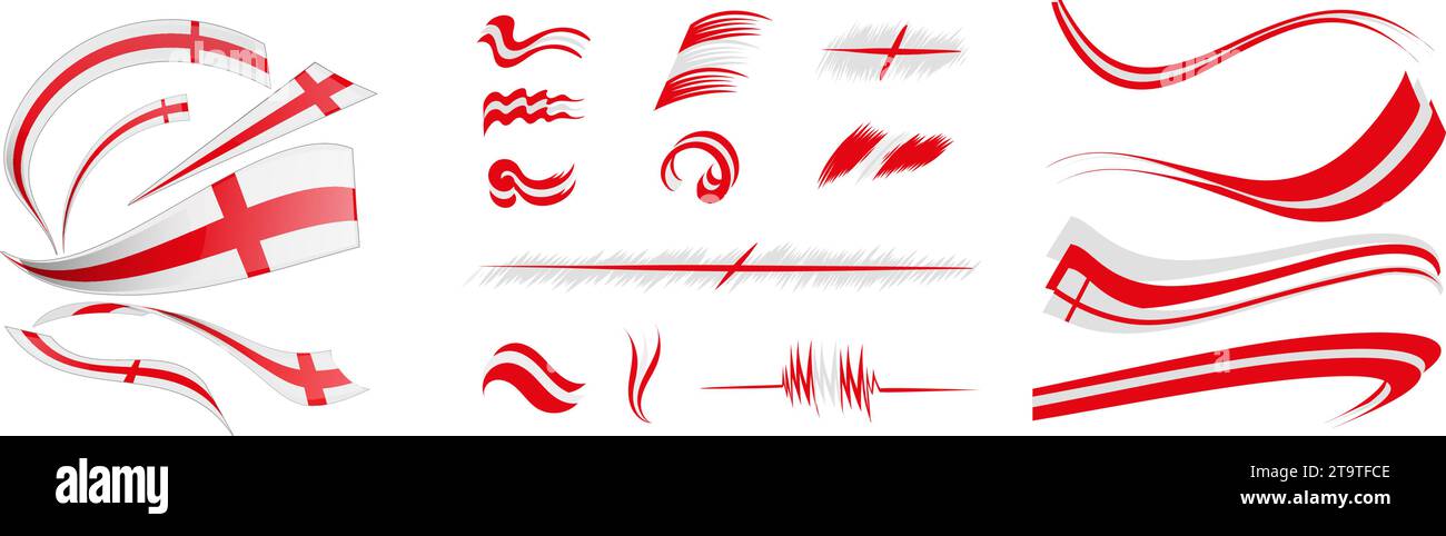 England flag set elements, vector illustration on a white background Stock Vector