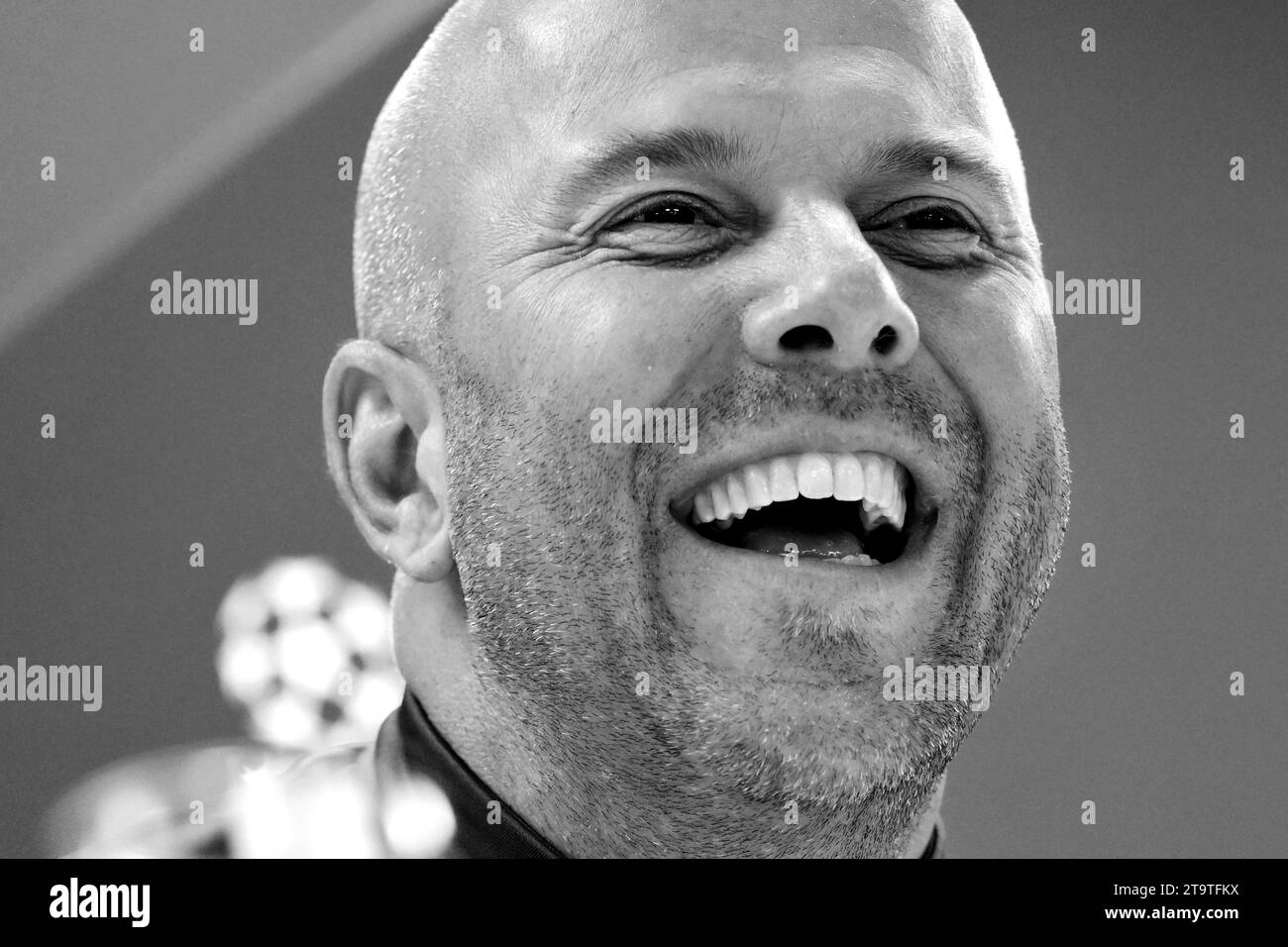 ROTTERDAM - Coach Arne Slot of Feyenoord during the MD-1 press conference prior to the UEFA Champions League match against Atletico Madrid at Feyenoord Stadium de Kuip on November 27, 2023 in Rotterdam, the Netherlands. (Converted from color to b/w) ANP OLAF KRAAK Stock Photo
