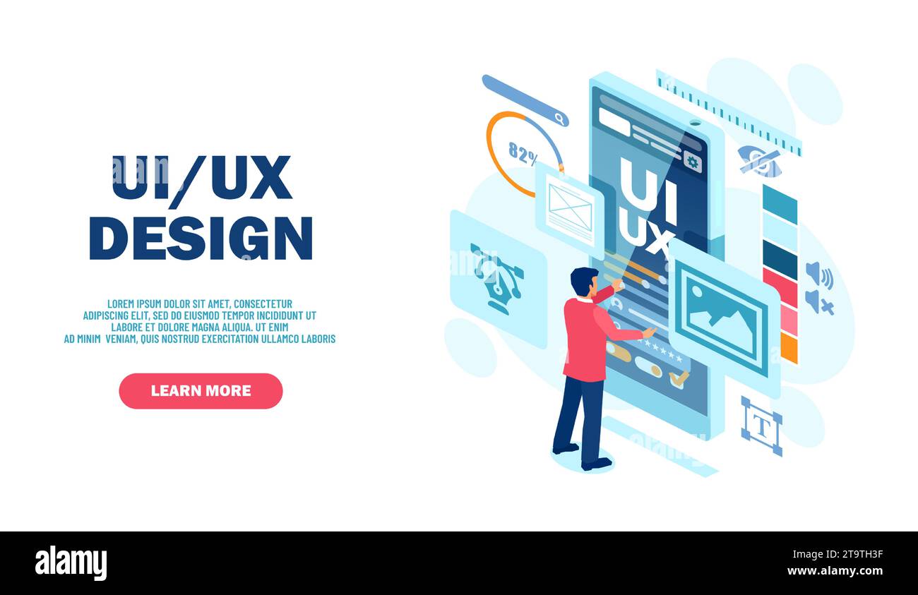 Vector of a man creates a custom design for a mobile application, Ui UX ...