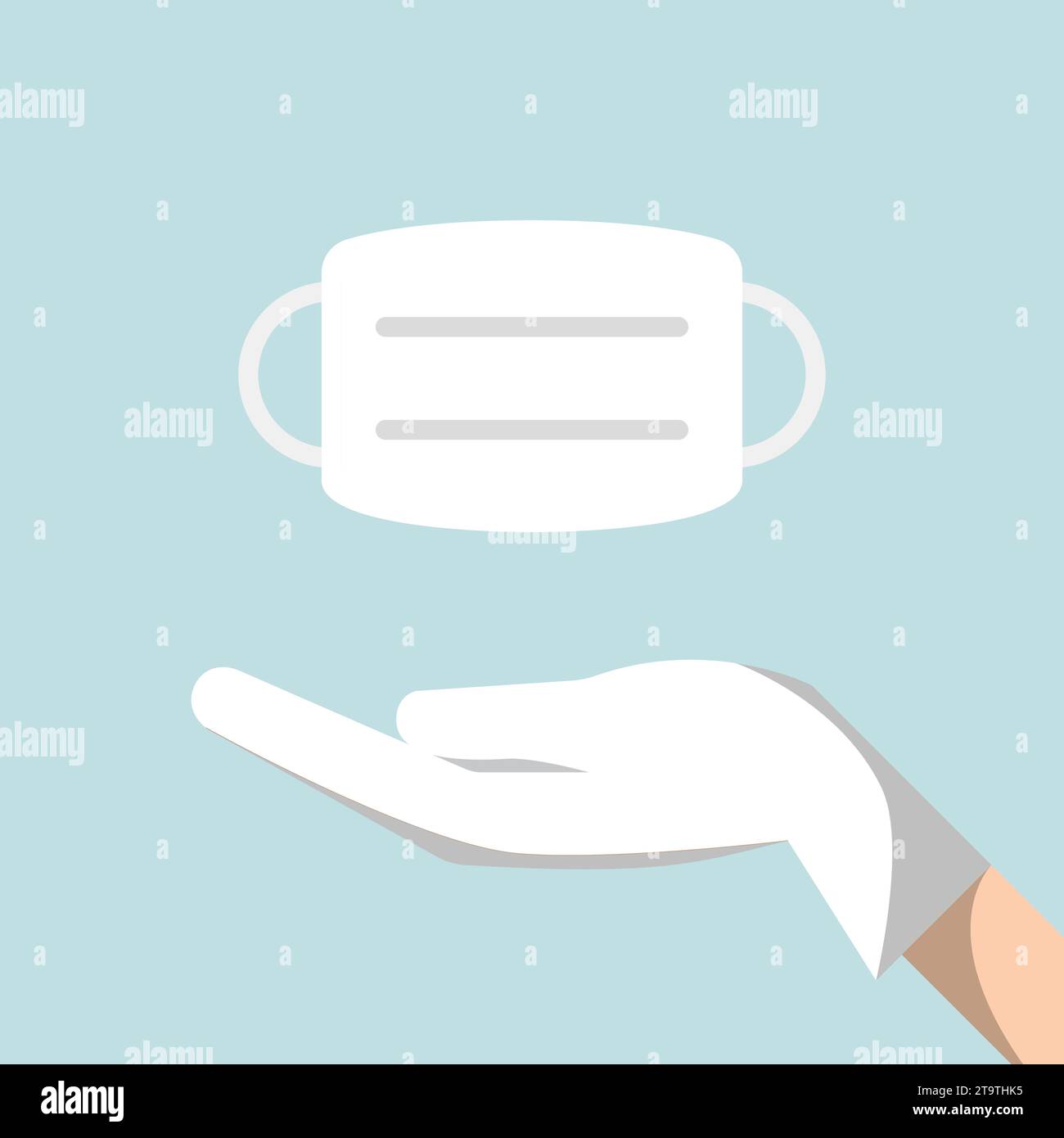 Hand presenting face mask, icon vector for logo Stock Vector