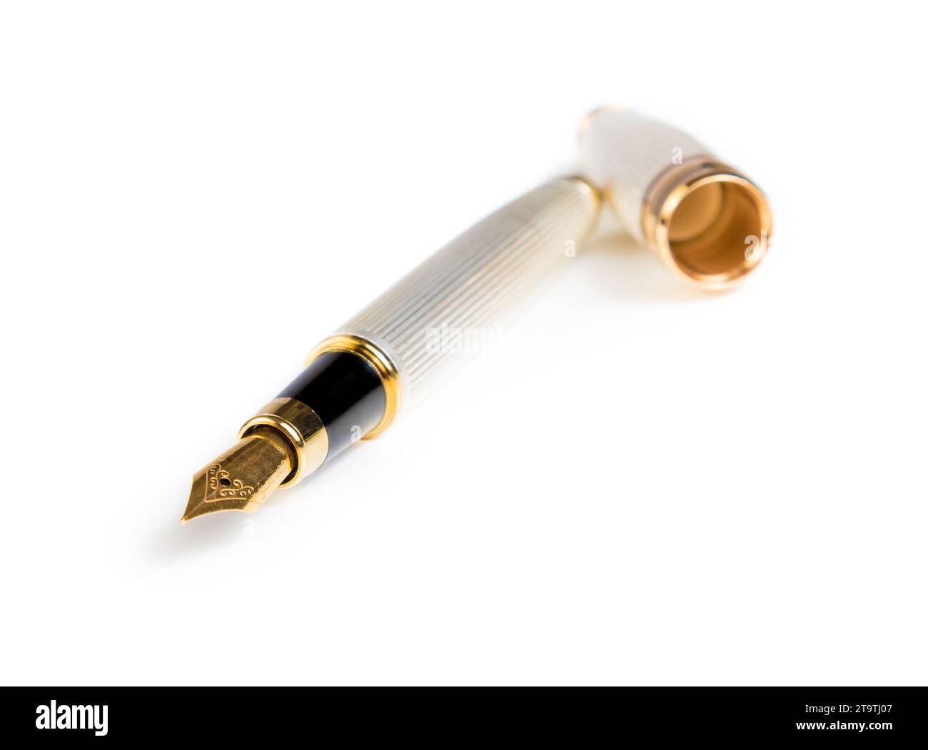 elegant gold business fountain pen isolated on white background with space for text Stock Photo