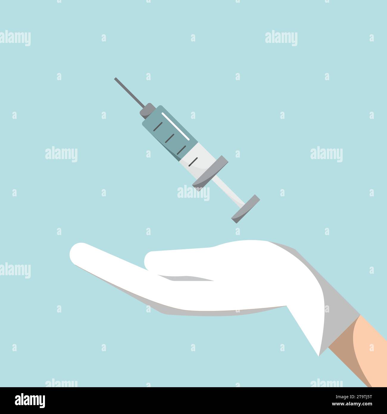 Hand presenting Syringe icon vector for logo Stock Vector