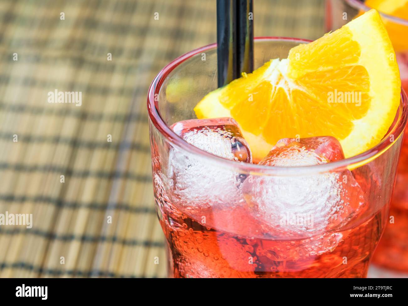 spritz aperitif aperol cocktail with orange slices and ice cubes on ...