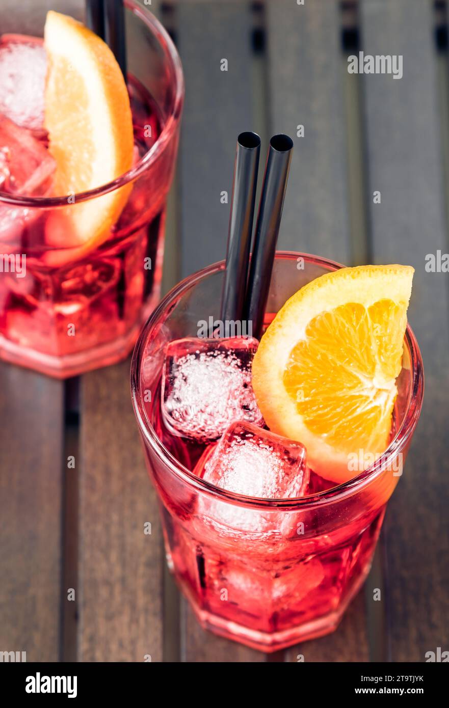 spritz aperitif aperol cocktail with orange slices and ice cubes on ...