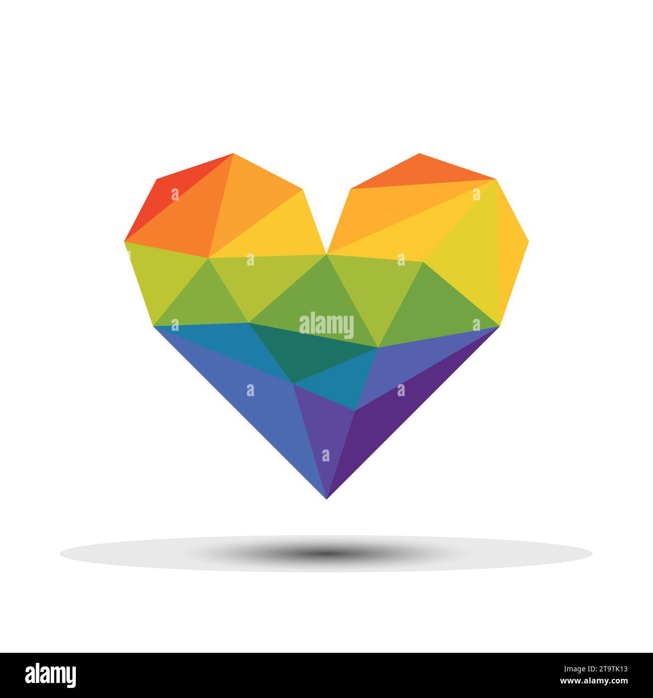 Polygon Rainbow colourful Heart Icon For LGBT Pride Month concept Stock ...