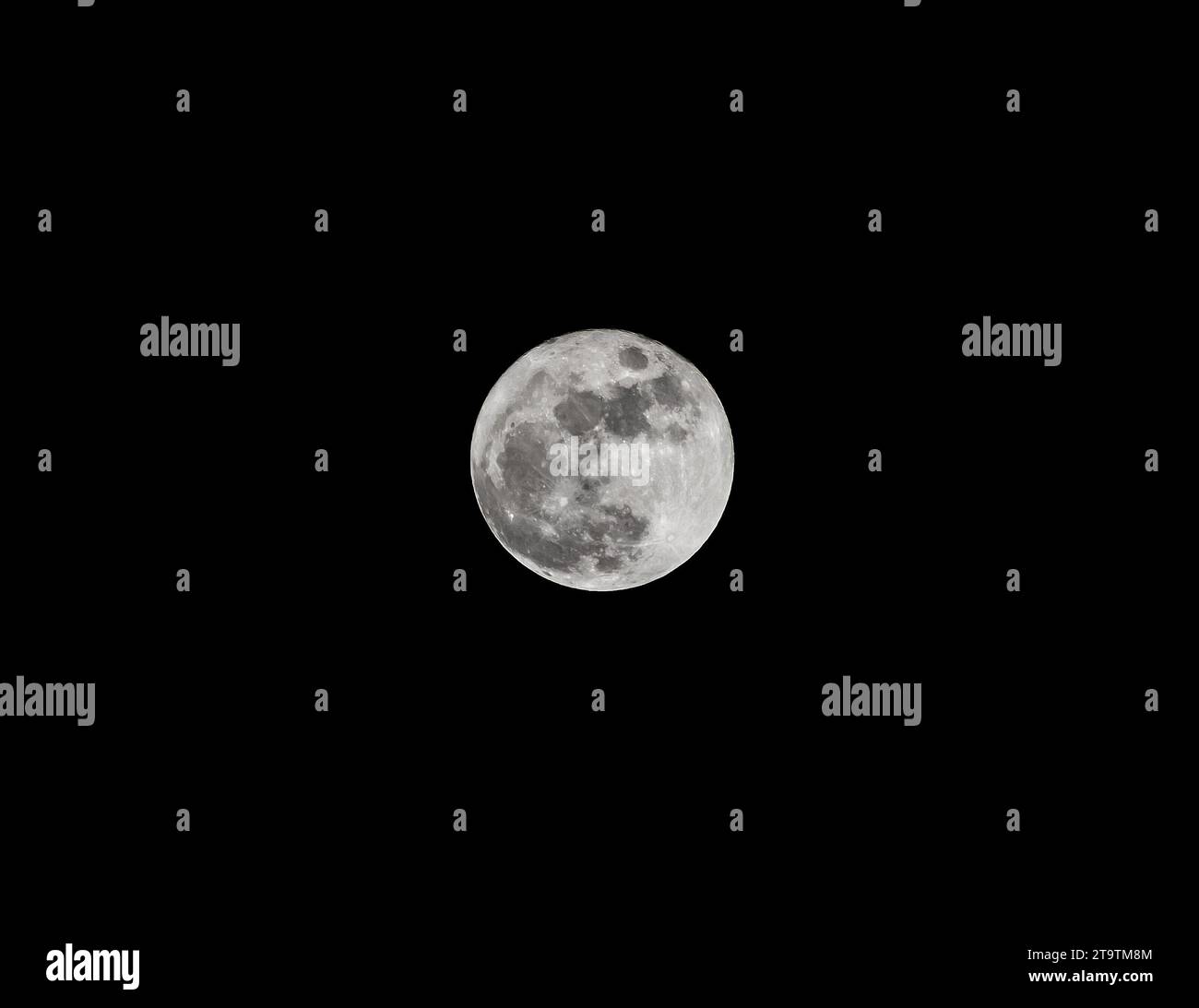 full Moon taken on black background Stock Photo