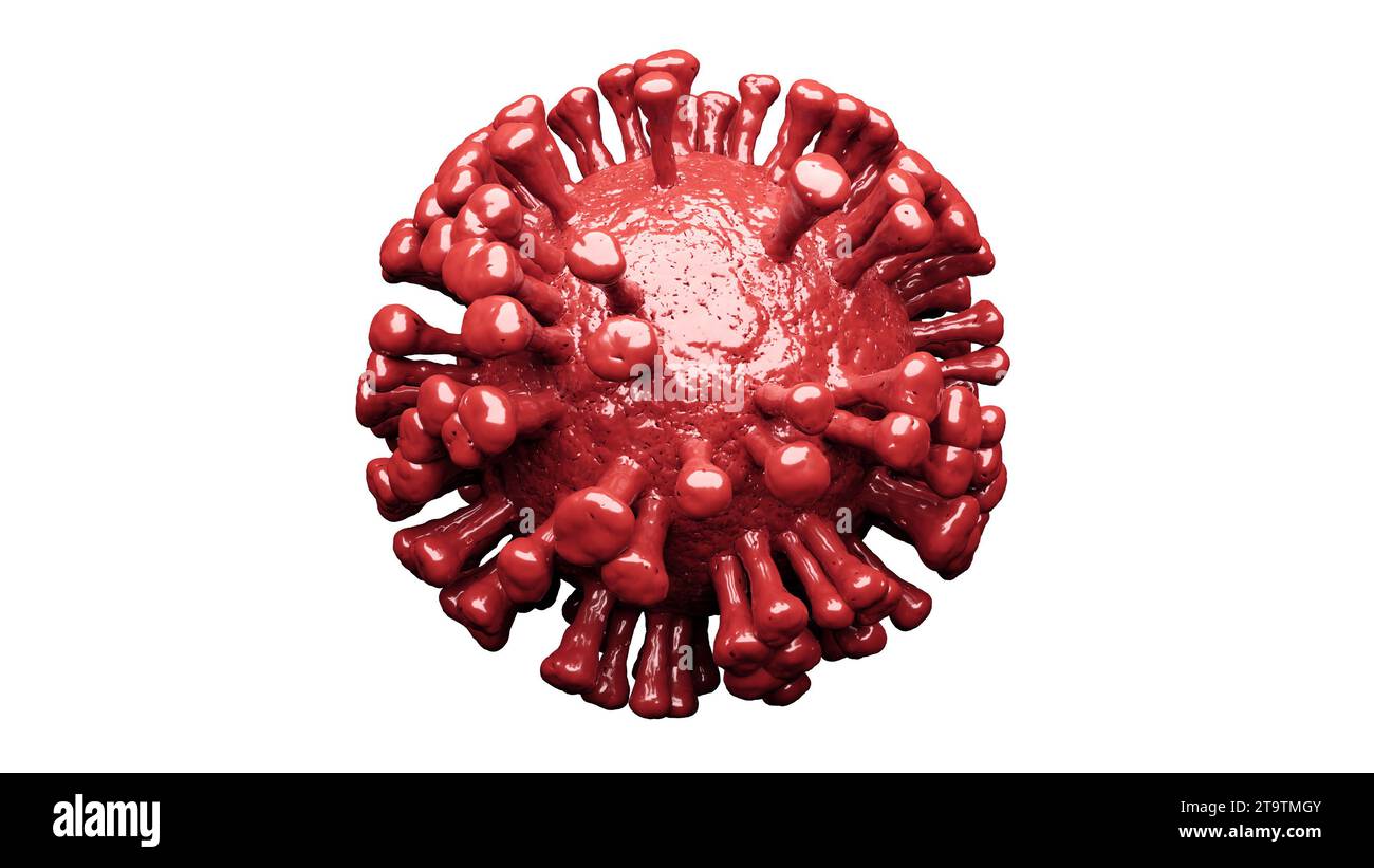 Illustration of a single red HV.1 virus cell isolated on white background Stock Photo