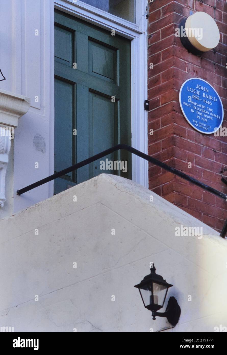 Blue plaque for John Logie Baird who demonstrated the first television