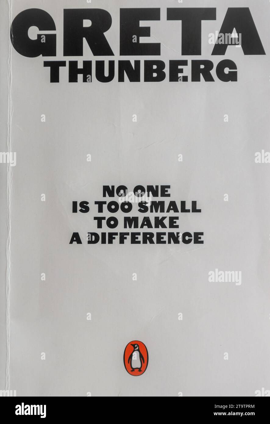Book by Swedish climate activist Great Thunberg entitled No one is too small to make a difference Stock Photo