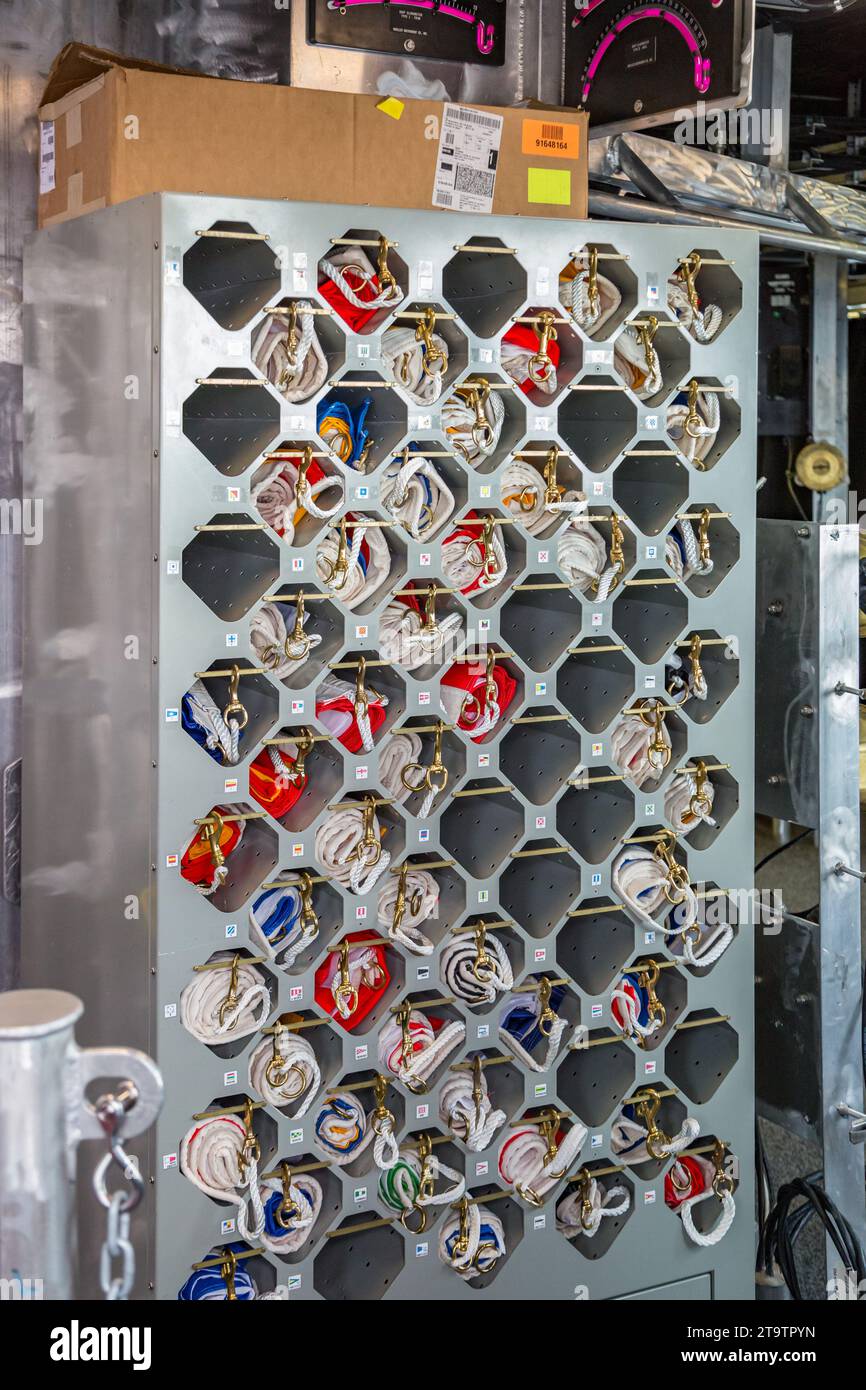 Flag locker on board the USS Jackson LCS6 Independence class warship