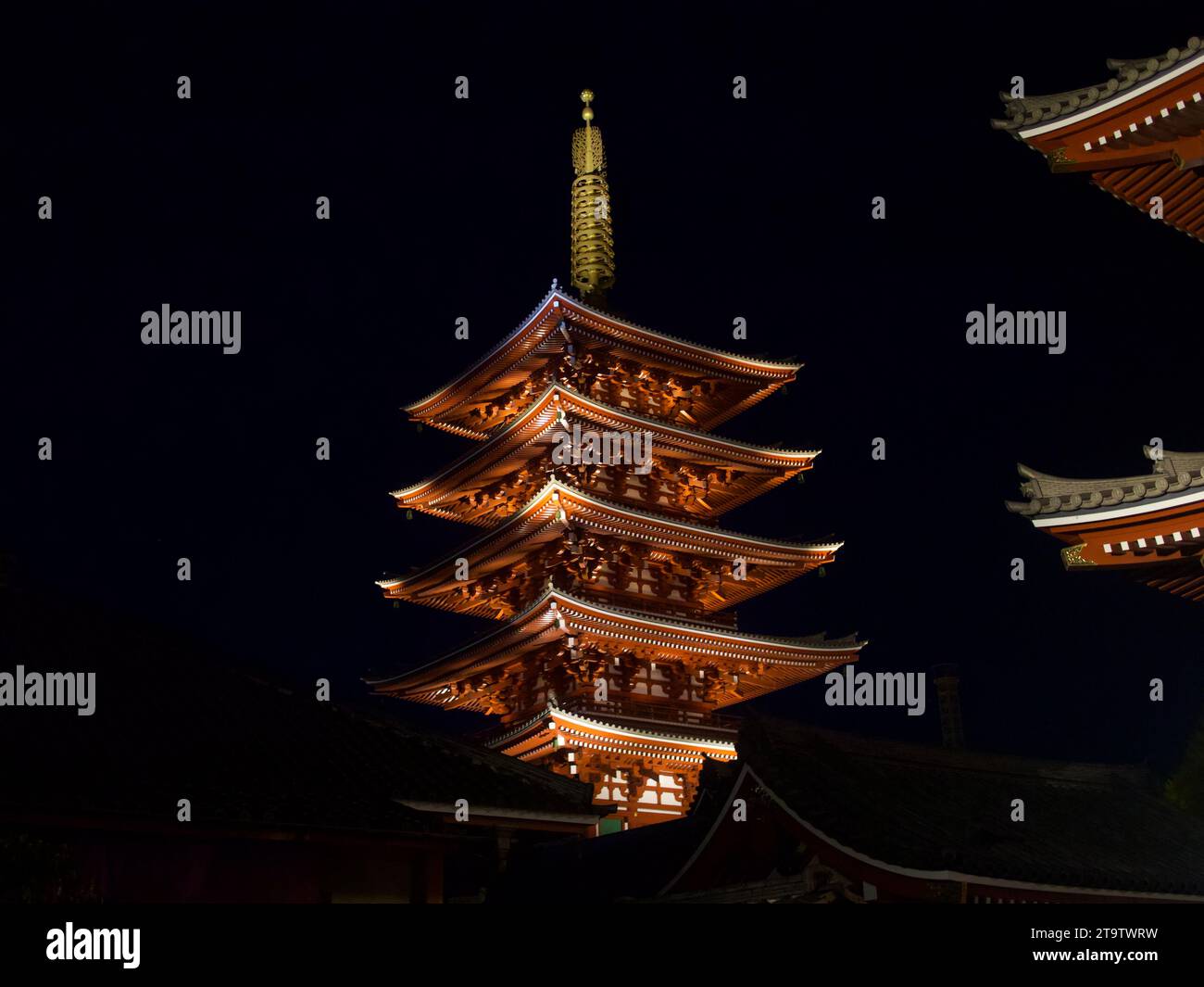 Sensoji Temple Pagoda - Tokyo Stock Photo