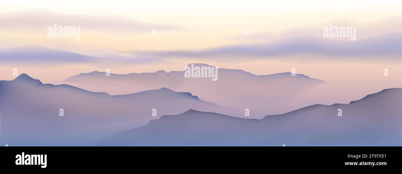 Misty mountains background Stock Vector