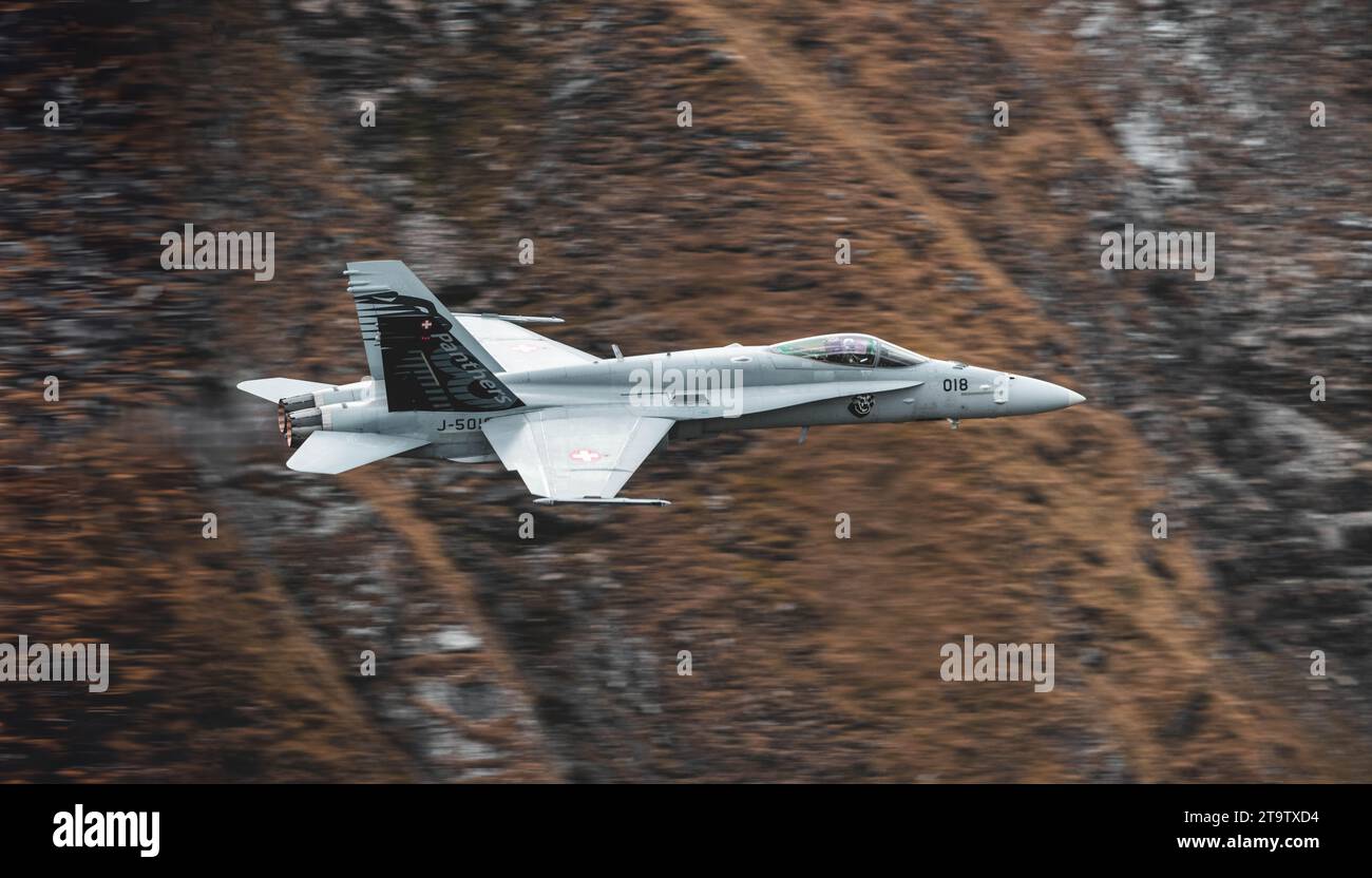 Swiss FA-18 at the airshow Axalp Stock Photo