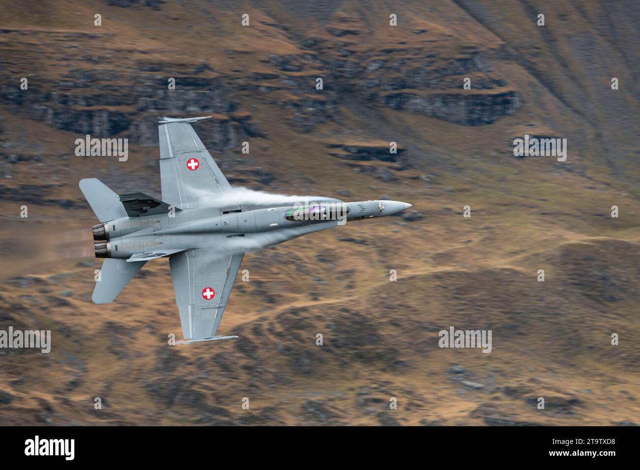 Swiss FA-18 at the airshow Axalp Stock Photo