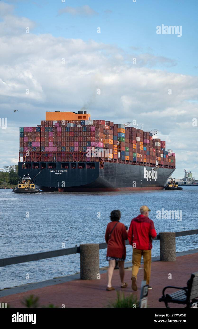 Container containers tugboat tub boat full loaded hi-res stock ...