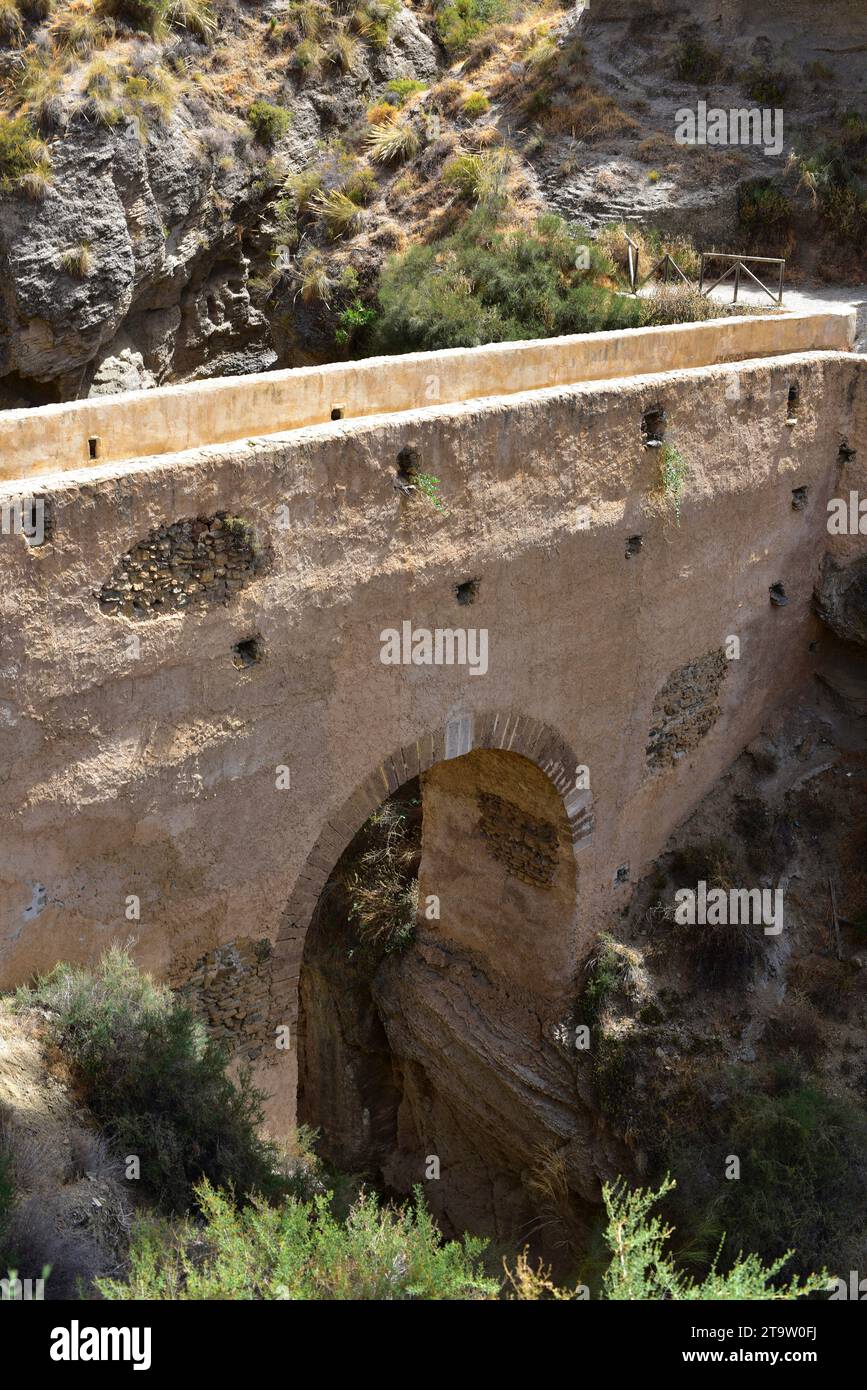 Nazarí bridge of Tablete (13-18th century). La Alpujarra, Granada, Andalusia, Spain. Stock Photo