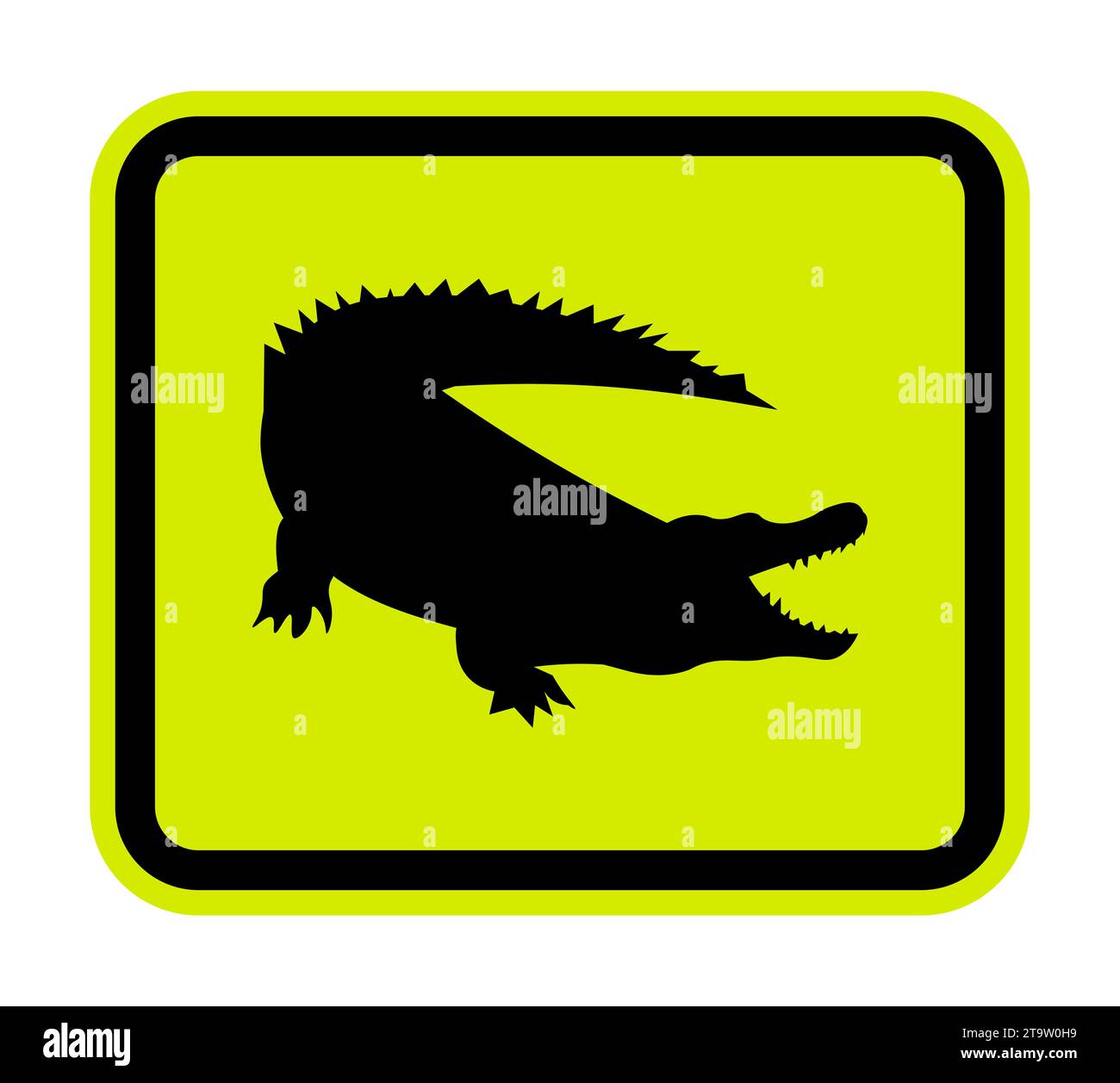 Crocodile Animal Wildlife Warning Printable Yellow Stock
