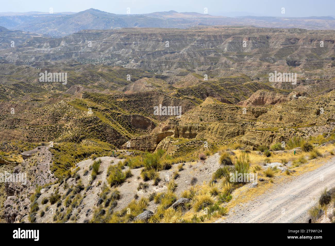 Gorafe desert, panoramic view. Granada, Andalusia, Spain. Stock Photo