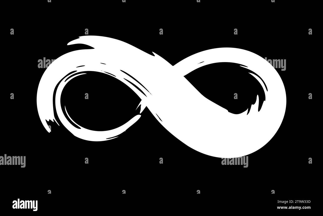 Infinity symbol. Hand painted with black paint. Grunge brush stroke ...