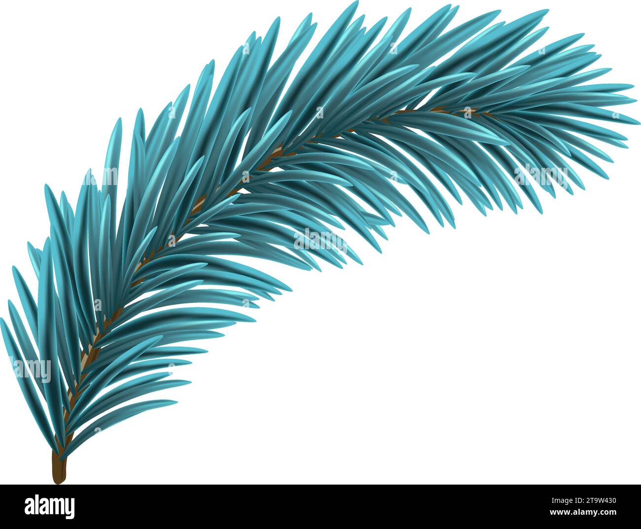 Blue Christmas fir tree branch element. Vector illustration. Stock Vector