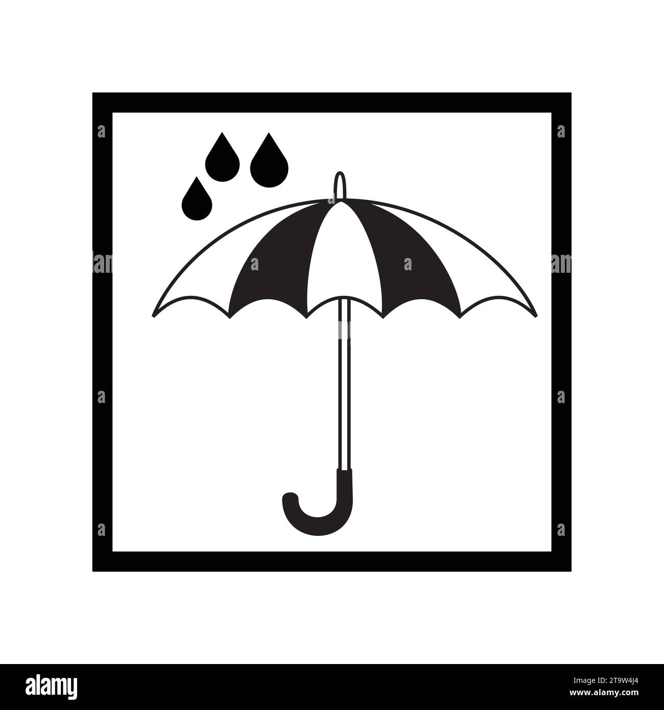 Waterproof technology icon. Umbrella with falling water drops Stock Vector